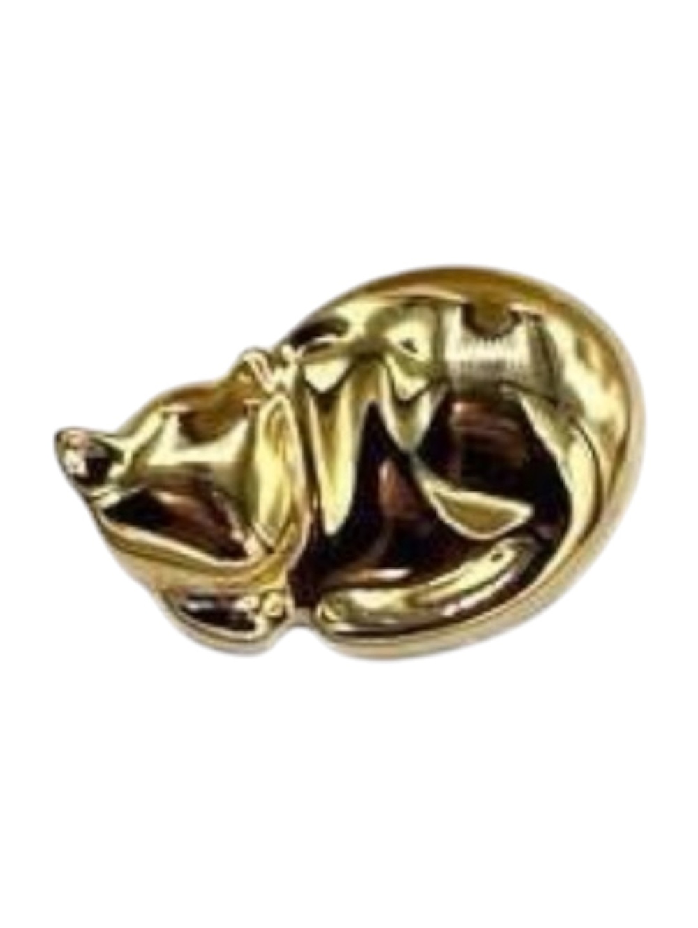 Liz Claiborne Gold Plate Sleeping Feline Cat Brooch Pin